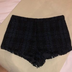NWOT Topshop black and navy Metallic Tweed Shorts